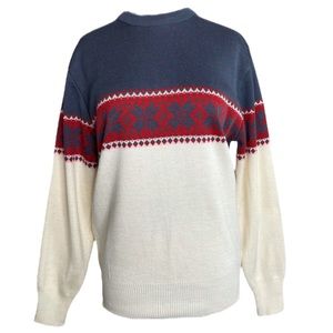 MEISTER Vintage Classic Norwegian Eight Petal Rose Beige Fait Isle Sweater